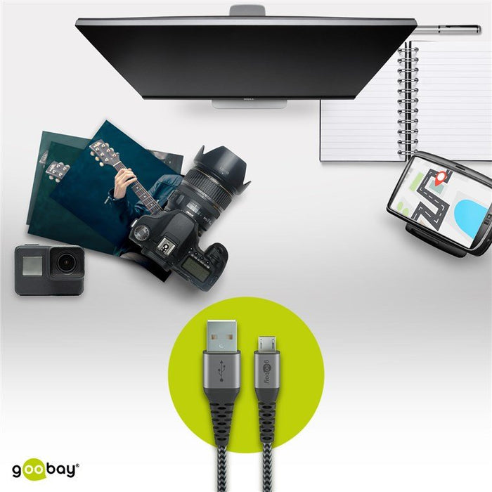 EAN 4040849492822 - Goobay 49282 cable USB USB 2.0 1 m Micro-USB B USB A Negro, Gris imagen 3