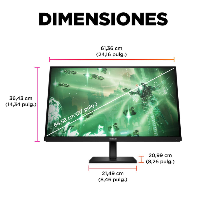 EAN 0197029616517 - OMEN by HP 27 inch QHD 165Hz Gaming Monitor - OMEN 27q pantalla para PC 68,6 cm (27") 2560 x 1440 Pixeles imagen 10