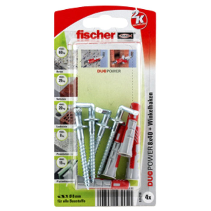 EAN 4048962239041 - Fischer DUOPOWER 8 x 40 WH 4 pieza(s) Juego de enchufes de pared y tornillos 40 mm imagen 1
