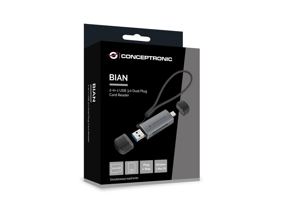 EAN 4015867234358 - Conceptronic BIAN05G lector de tarjeta USB 3.2 Gen 1 (3.1 Gen 1) Type-A/Type-C Gris imagen 3