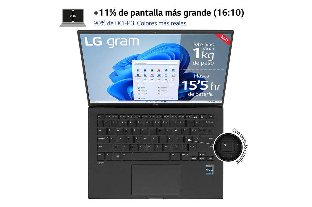EAN 8806087965957 - LG Gram 14Z90R-G.AP75B ordenador portatil Intel® Core™ i7 i7-1360P Portátil 35,6 cm (14") WUXGA 16 GB LPD imagen 8