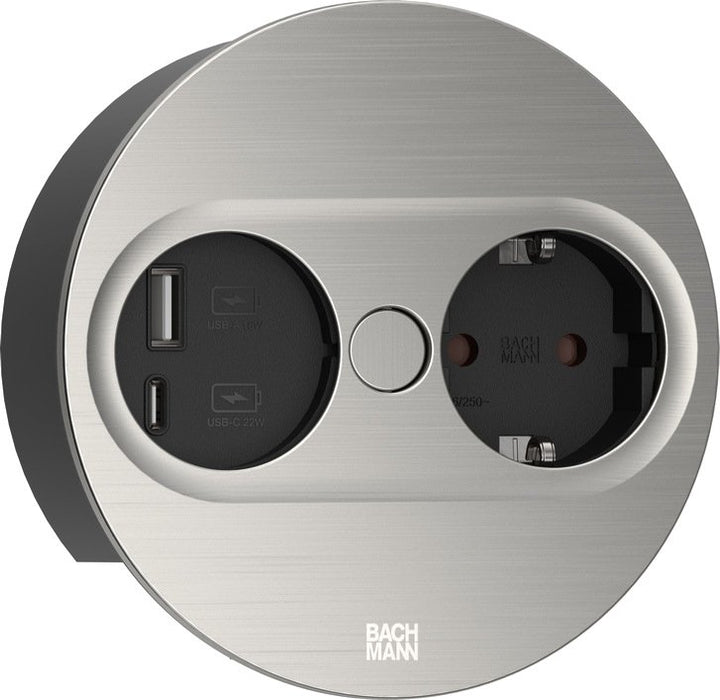 EAN 4057298128974 - Bachmann 946.004 toma de corriente Type F + USB A + USB C Acero inoxidable imagen 1