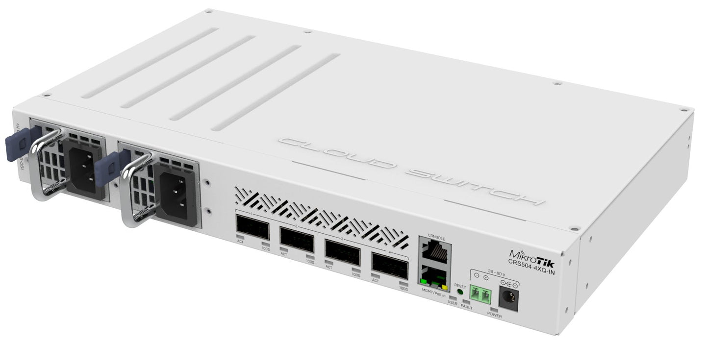 EAN 4752224007407 - Mikrotik CRS504-4XQ-IN switch Gestionado Fast Ethernet (10/100) Energía sobre Ethernet (PoE) Blanco imagen 1