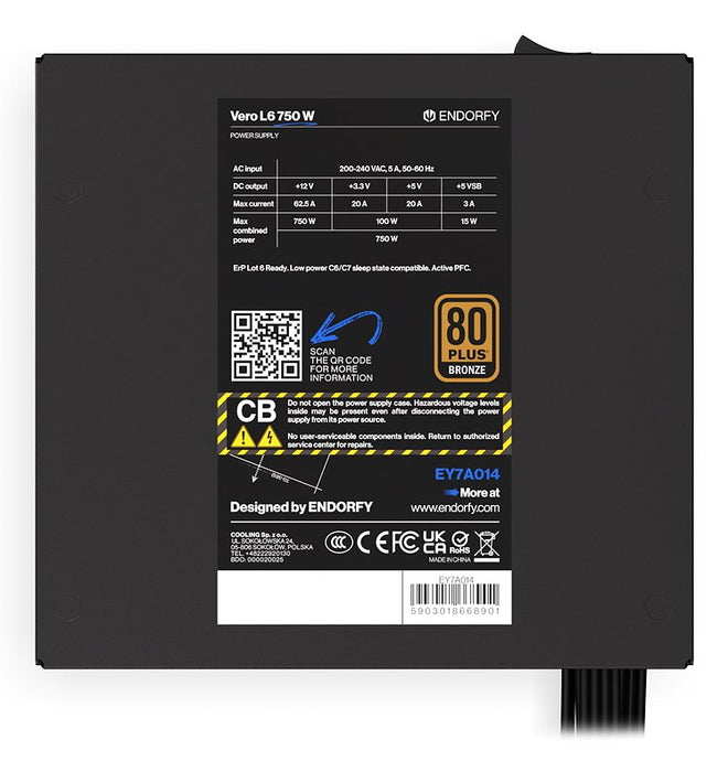 EAN 5903018668901 - ENDORFY Vero L6 unidad de fuente de alimentación 750 W 24-pin ATX ATX Negro imagen 9