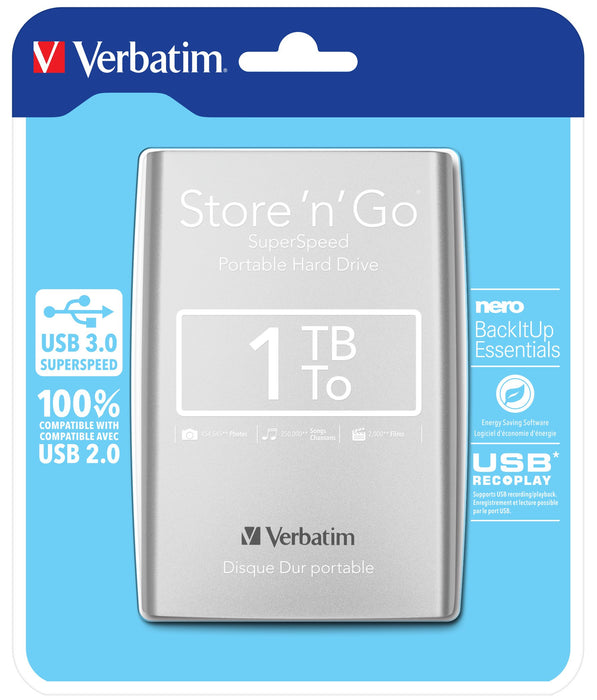 EAN 0023942530718 - Verbatim Store 'n' Go disco duro externo 2.5" Micro-USB B 3.2 Gen 1 (3.1 Gen 1) Plata imagen 1