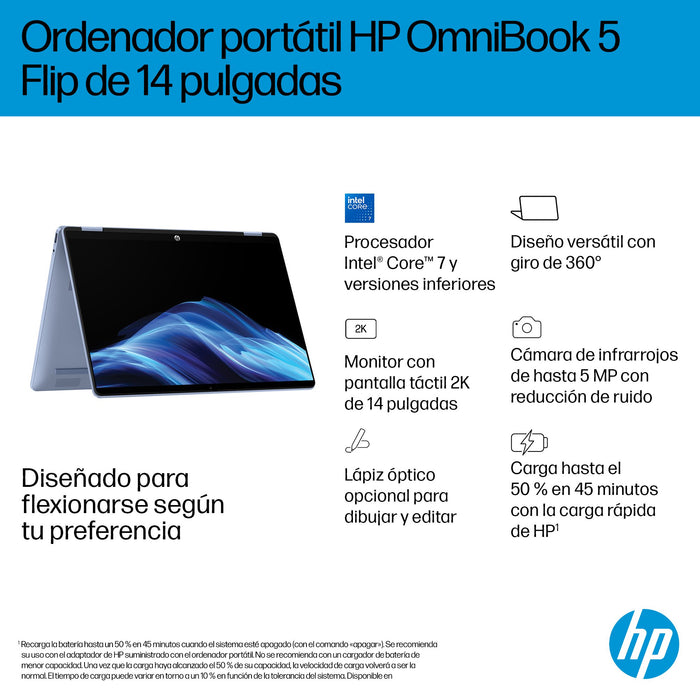 EAN 199251566998 - HP OmniBook 5 Flip 14-fp0014ns Intel® Core™ i5 i5-1334U Portátil 35,6 cm (14") Pantalla táctil 2K 16 GB LP imagen 3
