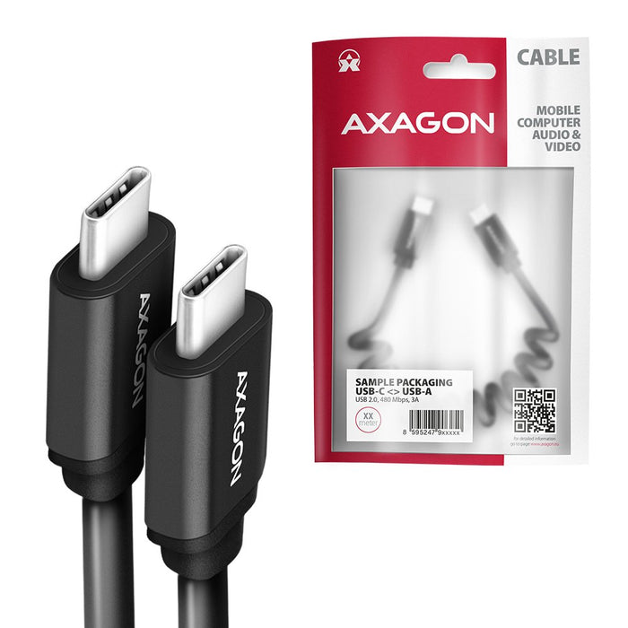 EAN 8595247906236 - Axagon Data and charging USB 2.0 cable 1.1 m long. PD 60W, 3A. Black twisted. cable USB 1,1 m USB C Negro imagen 7