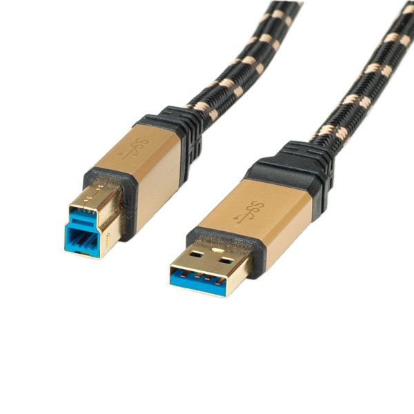 EAN 7611990195572 - ROLINE 11.02.8903 cable USB USB 3.2 Gen 1 (3.1 Gen 1) 3 m USB A USB B Negro, Oro imagen 1