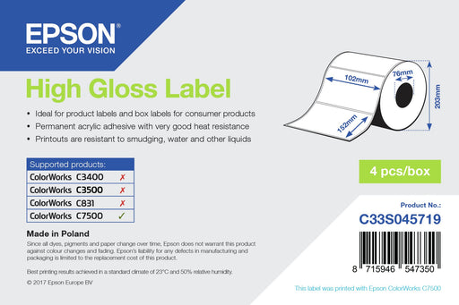 EAN 8715946547350 - Epson High Gloss Label Blanco HG imagen 2