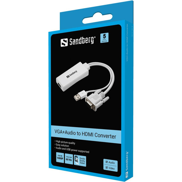 EAN 5705730508783 - Sandberg 508-78 adaptador de cable de vídeo VGA (D-Sub) + USB Blanco imagen 2