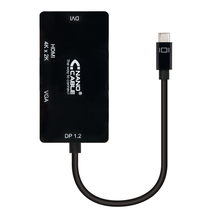 EAN 8433281008120 - Nanocable 10.16.4301-BK adaptador de cable de vídeo 0,1 m USB Tipo C VGA (D-Sub)+ HDMI + DVI imagen 1