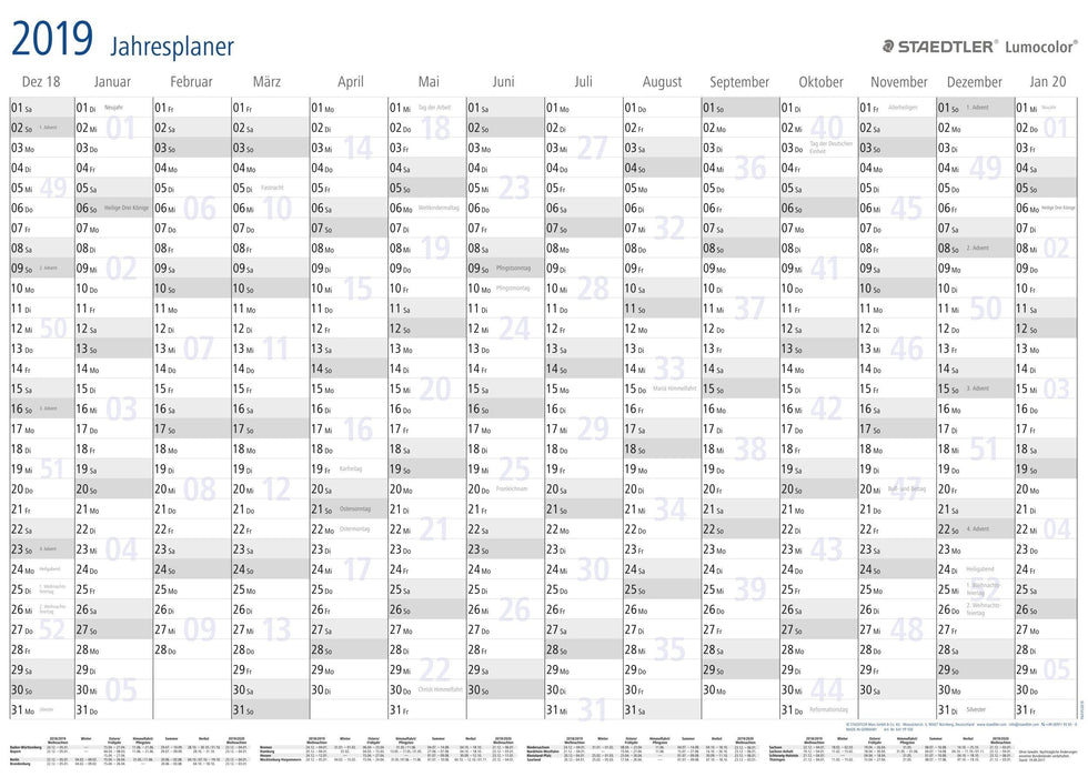 EAN 4007817641156 - Staedtler Lumocolor year planner 641 YP Negro, Blanco 2022 imagen 1