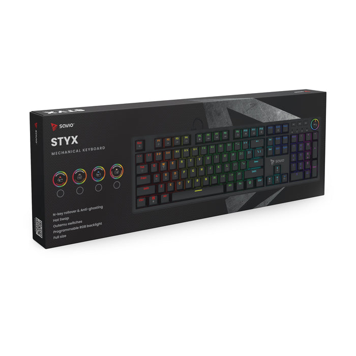 EAN 5901986049517 - Savio STYX Outemu Blue, Hot Swap, RGB teclado Juego USB QWERTY Internacional de EE.UU. Negro imagen 10