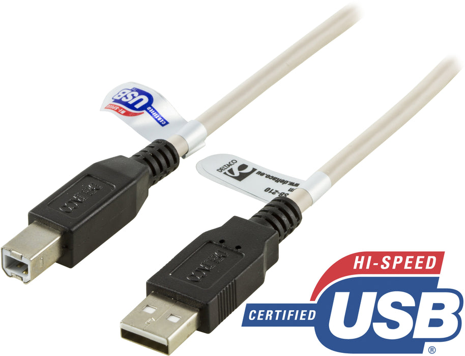 EAN 7340004610243 - Deltaco USB-210 cable USB USB 2.0 1 m USB A USB B Beige, Negro imagen 1