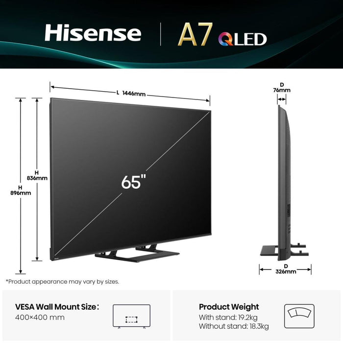 EAN 6942351420615 - Hisense A7Q 65A7Q 165,1 cm (65") 4K Ultra HD Smart TV Wifi Negro 400 cd / m² imagen 2