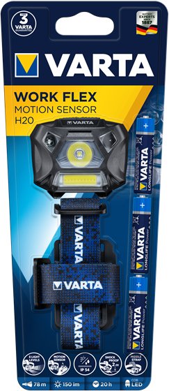 EAN 4008496996070 - Varta WORK FLEX MOTION SENSOR H20 Negro, Azul Linterna con cinta para cabeza LED imagen 3