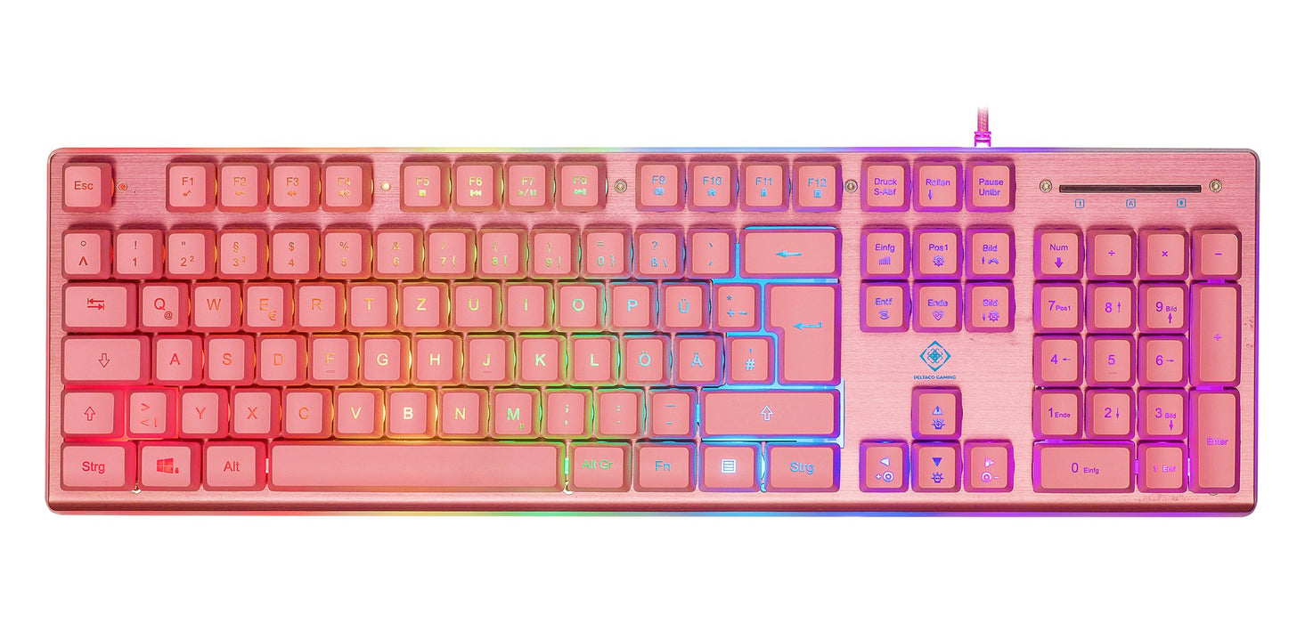EAN 7333048057327 - Deltaco Gaming GAM-021-RGB-P-DE teclado Juego USB QWERTZ Alemán Rosa imagen 1