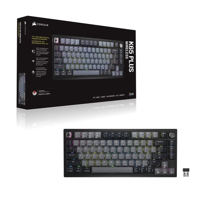 EAN 840006665366 - Corsair K65 PLUS WIRELESS 75 % RGB teclado Juego RF inalámbrica + USB QWERTY Inglés Negro imagen 5
