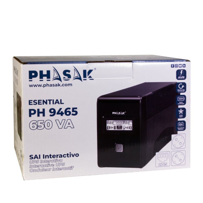 EAN 5605922011988 - Phasak Esential sistema de alimentación ininterrumpida (UPS) Línea interactiva 0,65 kVA 360 W 2 salidas A imagen 5