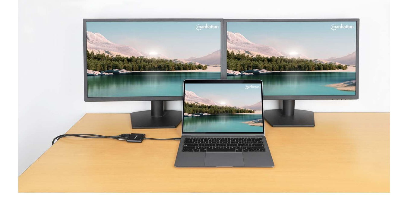 EAN 766623154321 - Manhattan 154321 adaptador de cable de vídeo 0,15 m USB Tipo C 2 x HDMI Negro imagen 3