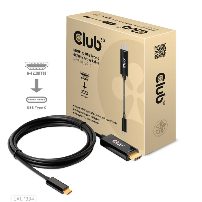EAN 8719214472054 - CLUB3D CAC-1334 adaptador de cable de vídeo 1,8 m HDMI tipo A (Estándar) USB Tipo C imagen 2