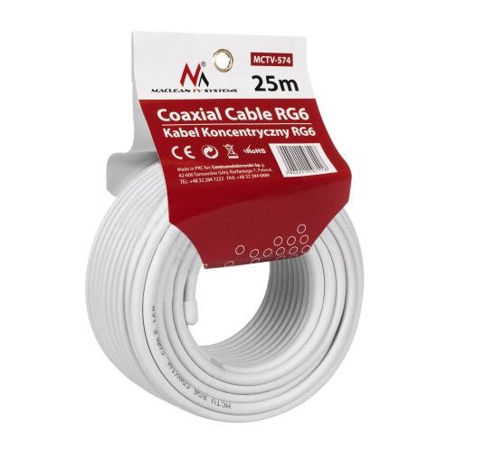 EAN 5902211107118 - Maclean MCTV-574 cable coaxial RG-6/U 25 m Blanco imagen 3