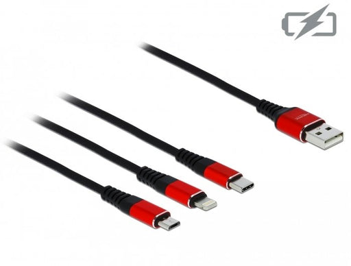 EAN 4043619858910 - DeLOCK 85891 cable USB USB 2.0 0,3 m USB A USB C/Micro-USB B/Lightning Negro, Rojo imagen 2