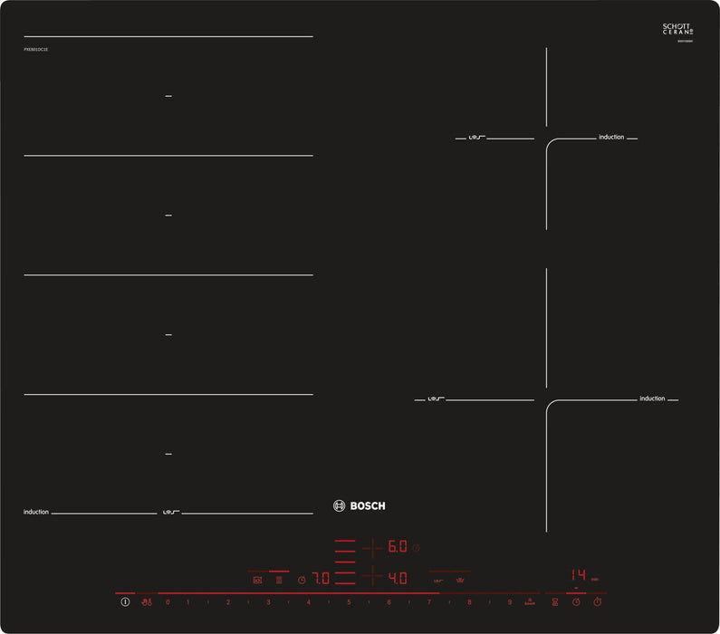 EAN 4242002915814 - Bosch Serie 8 PXE601DC1E hobs Negro Integrado Con placa de inducción 4 zona(s) imagen 1