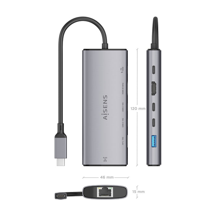 EAN 8435739903582 - AISENS ASUC-6P030-GR base para portátil y replicador de puertos Alámbrico USB 3.2 Gen 1 (3.1 Gen 1) Type- imagen 4