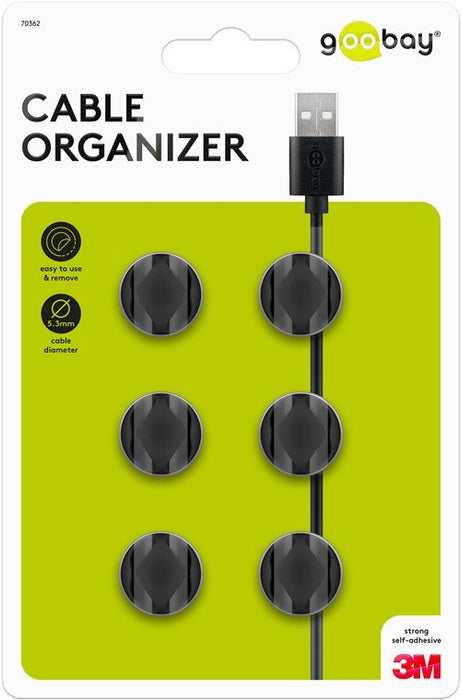 EAN 4040849703621 - Goobay 70362 organizador de cables Escritorio/pared Soporte para cables Negro 6 pieza(s) imagen 8