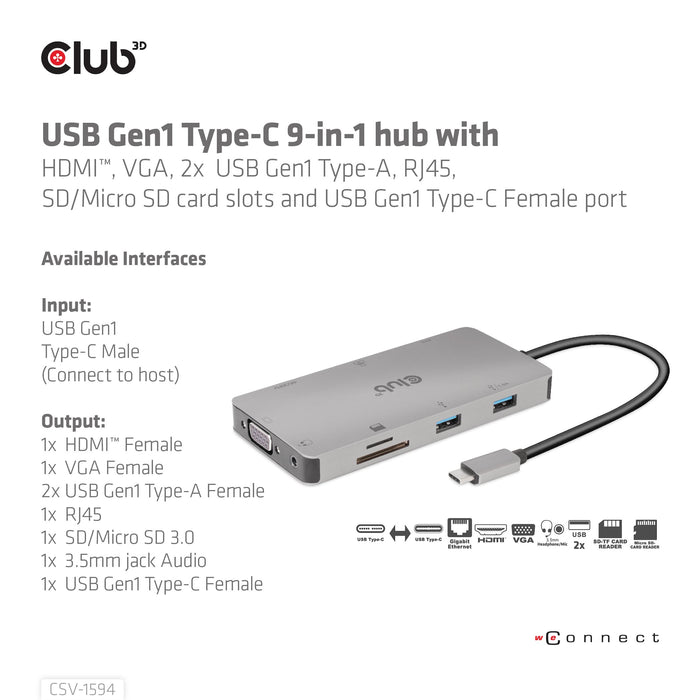 EAN 8719214472177 - CLUB3D CSV-1594 base para portátil y replicador de puertos USB 3.2 Gen 1 (3.1 Gen 1) Type-C Negro, Gris imagen 9