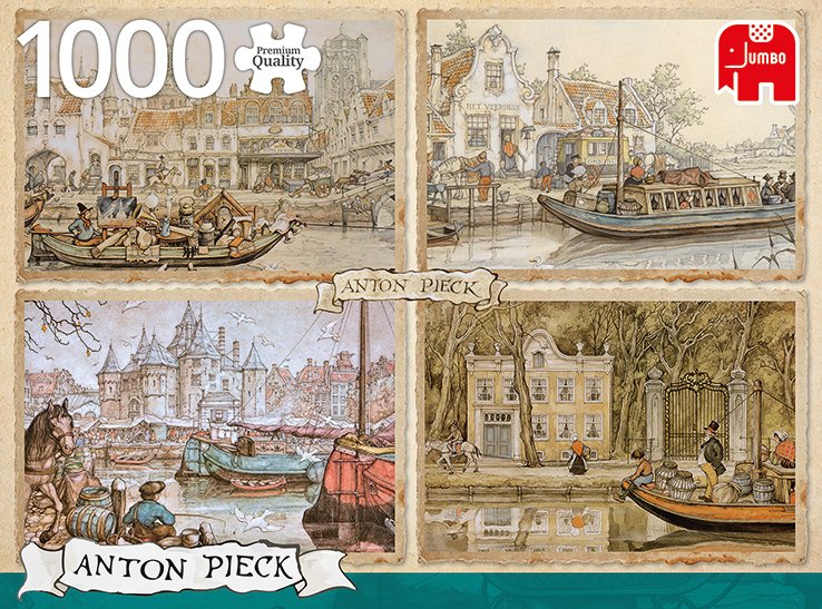 EAN 8710126188552 - Premium Collection Anton Pieck - Canal Boats 1000 pcs Puzzle rompecabezas 1000 pieza(s) Paisaje imagen 5
