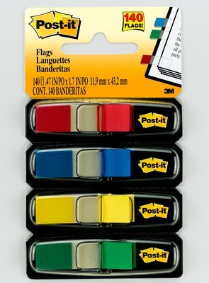 EAN 21200503474 - Post-It Flags, Primary Colors, 1/2 in Wide, 35/Dispenser, 4 Dispensers/Pack bandera adhesiva 35 hojas imagen 1