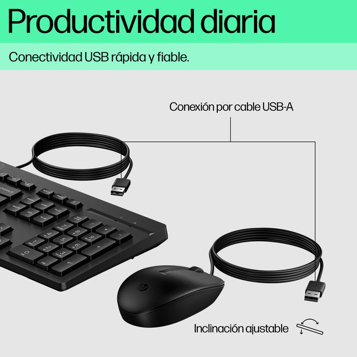 EAN 0195161118982 - HP 225 Wired Mouse and Keyboard Combo teclado Ratón incluido USB Negro imagen 2