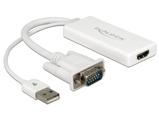 EAN 4043619624607 - DeLOCK 62460 adaptador de cable de vídeo 0,25 m HDMI tipo A (Estándar) VGA (D-Sub) + USB Blanco imagen 1