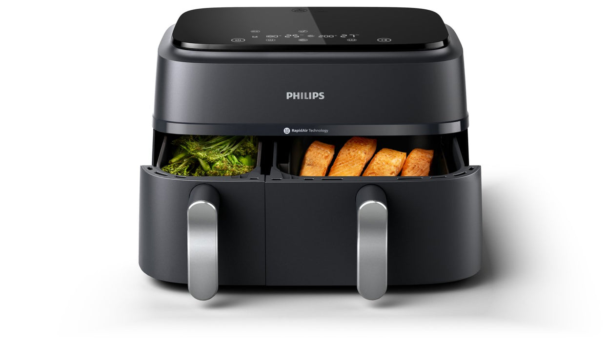 EAN 8720389033001 - Philips 3000 series NA351/00 freidora Doble 9 L Independiente 2750 W Freidora de aire caliente Negro, Pla imagen 3