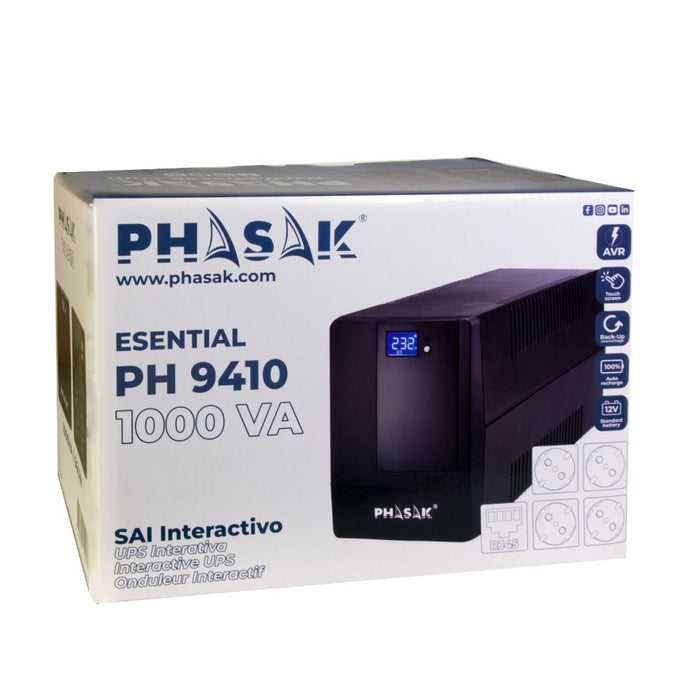 EAN 5605922015023 - Phasak Esential sistema de alimentación ininterrumpida (UPS) Línea interactiva 1 kVA 600 W 4 salidas AC imagen 5