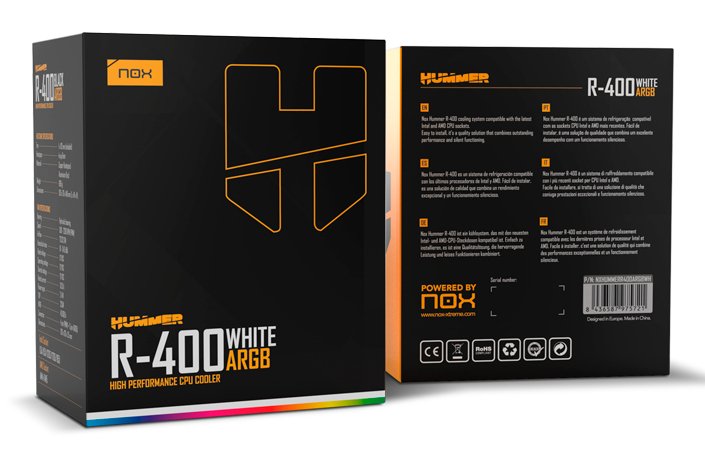 EAN 8436587975721 - NOX Hummer NXHUMMERR400ARGBWH sistema de refrigeración para ordenador Procesador Ventilador 12 cm Blanco imagen 8