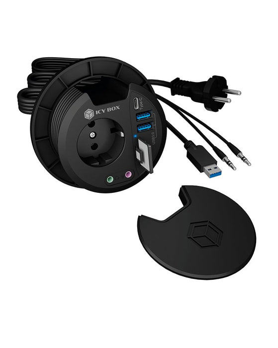 EAN 4250078171430 - ICY BOX IB-HUB1430-CR toma de corriente Negro imagen 1