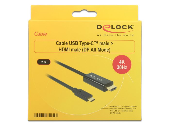 EAN 4043619852598 - DeLOCK 85259 adaptador de cable de vídeo 2 m USB Tipo C HDMI Negro imagen 2