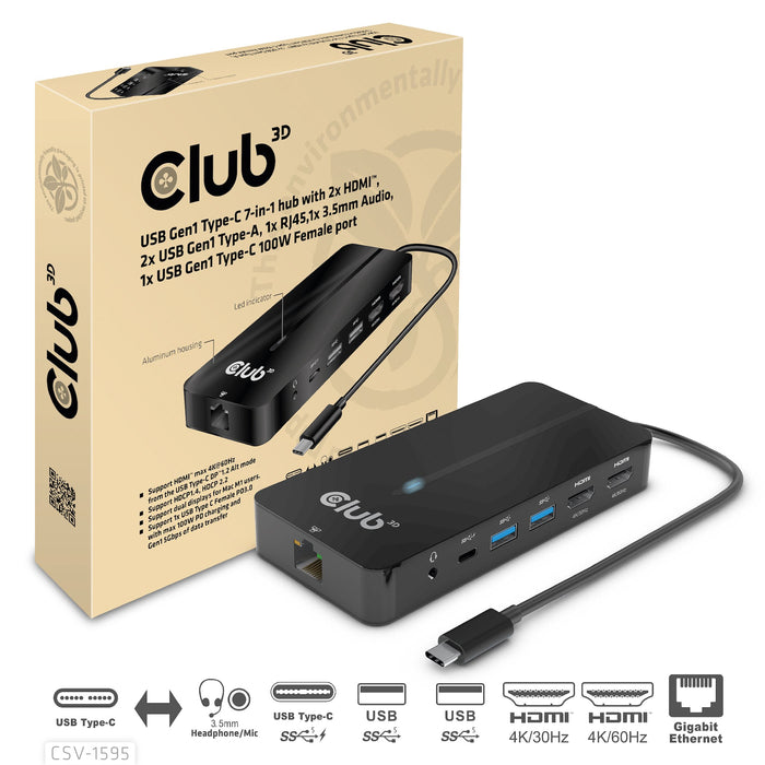 EAN 8719214472269 - CLUB3D CSV-1595 base para portátil y replicador de puertos USB 3.2 Gen 1 (3.1 Gen 1) Type-C Negro imagen 2