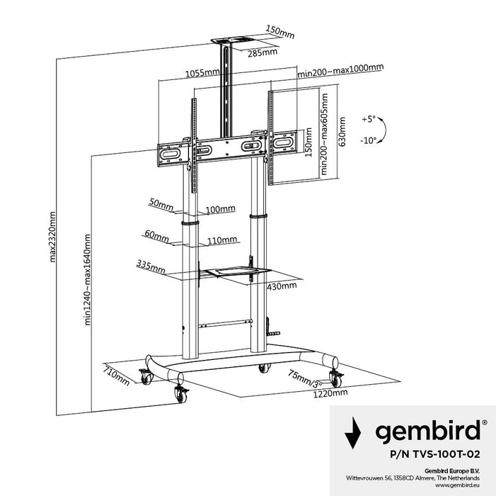 EAN 8716309129060 - Gembird TVS-100T-02 soporte para TV 2,54 m (100") imagen 15