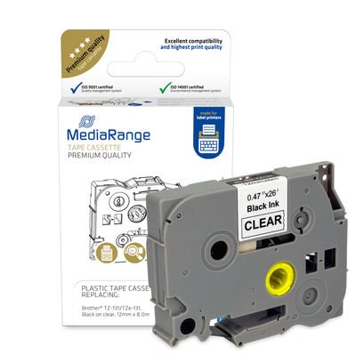 EAN 4260459618270 - MediaRange MRBTZ131 etiqueta de impresora Negro, Transparente imagen 1