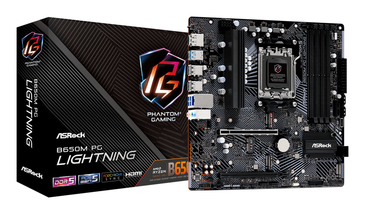 EAN 4710483943829 - Asrock B650M PG Lightning AMD B650 Zócalo AM5 micro ATX imagen 1