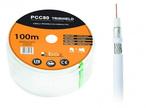 EAN 5902596820312 - Libox Kabel koncentryczny PCC80 100m cable coaxial RG-6/U Blanco imagen 1