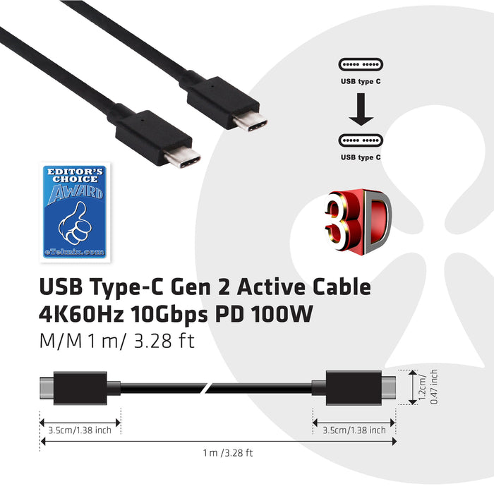 EAN 8719214470500 - CLUB3D 0.8m, 2xUSB3.1-C cable USB USB 3.2 Gen 2 (3.1 Gen 2) 1 m USB C Negro imagen 5