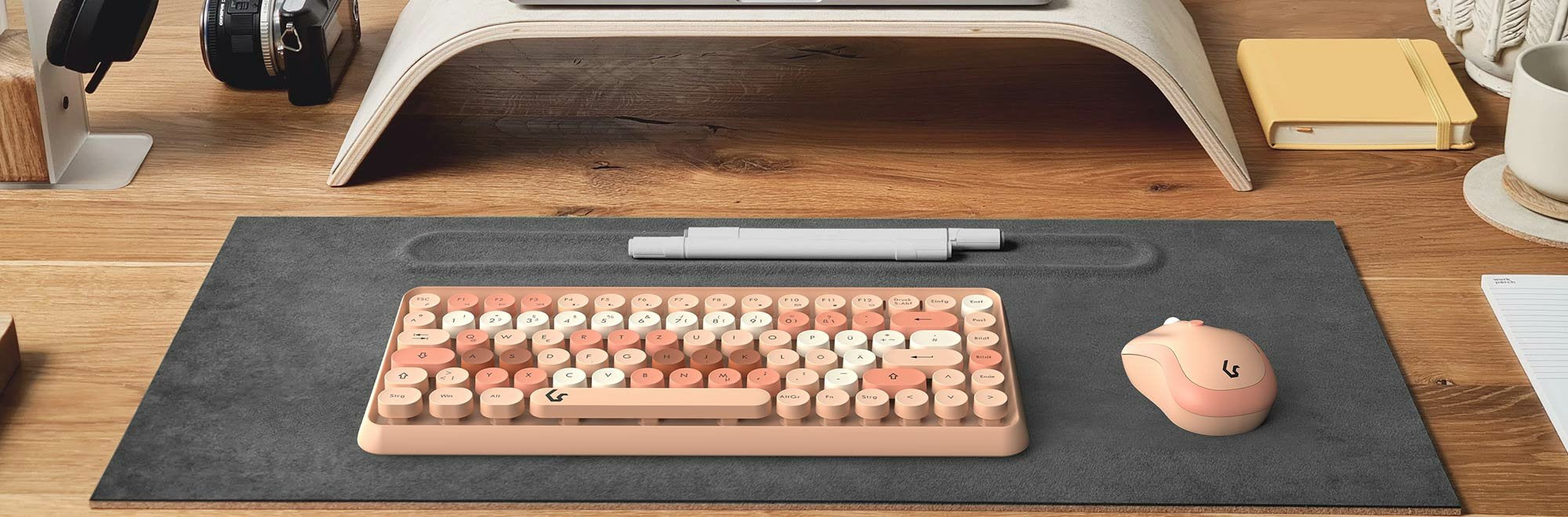 EAN 4250078173434 - KeySonic KSKM-5200M-RF teclado Ratón incluido Oficina RF inalámbrico QWERTZ Alemán Beige, Marrón, Rosa imagen 4