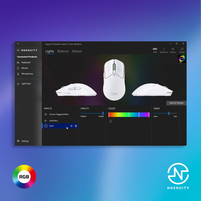 EAN 0197498115399 - HyperX Pulsefire Haste 2 Core Wireless White Gaming Mouse ratón Juego Ambidextro USB tipo A 3600 DPI imagen 5