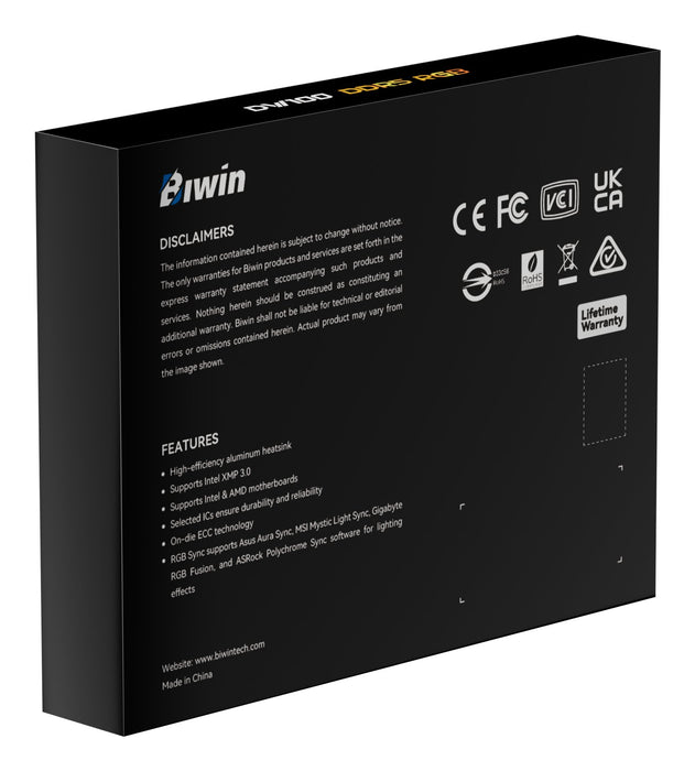 EAN 6955914623552 - Biwin DW100 módulo de memoria 64 GB 2 x 32 GB DDR5 6000 MT/s ECC imagen 8