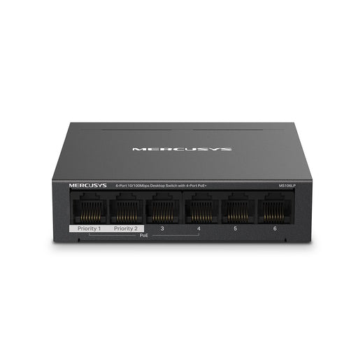 EAN 6957939001148 - Mercusys MS106LP switch Gestionado Fast Ethernet (10/100) Energía sobre Ethernet (PoE) Negro imagen 1